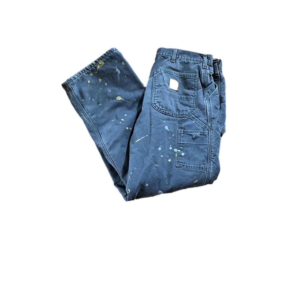 Pre-owned Carhartt B111PTB Blanket Lined Cargo Pants 36 x 32 Paint Splatter